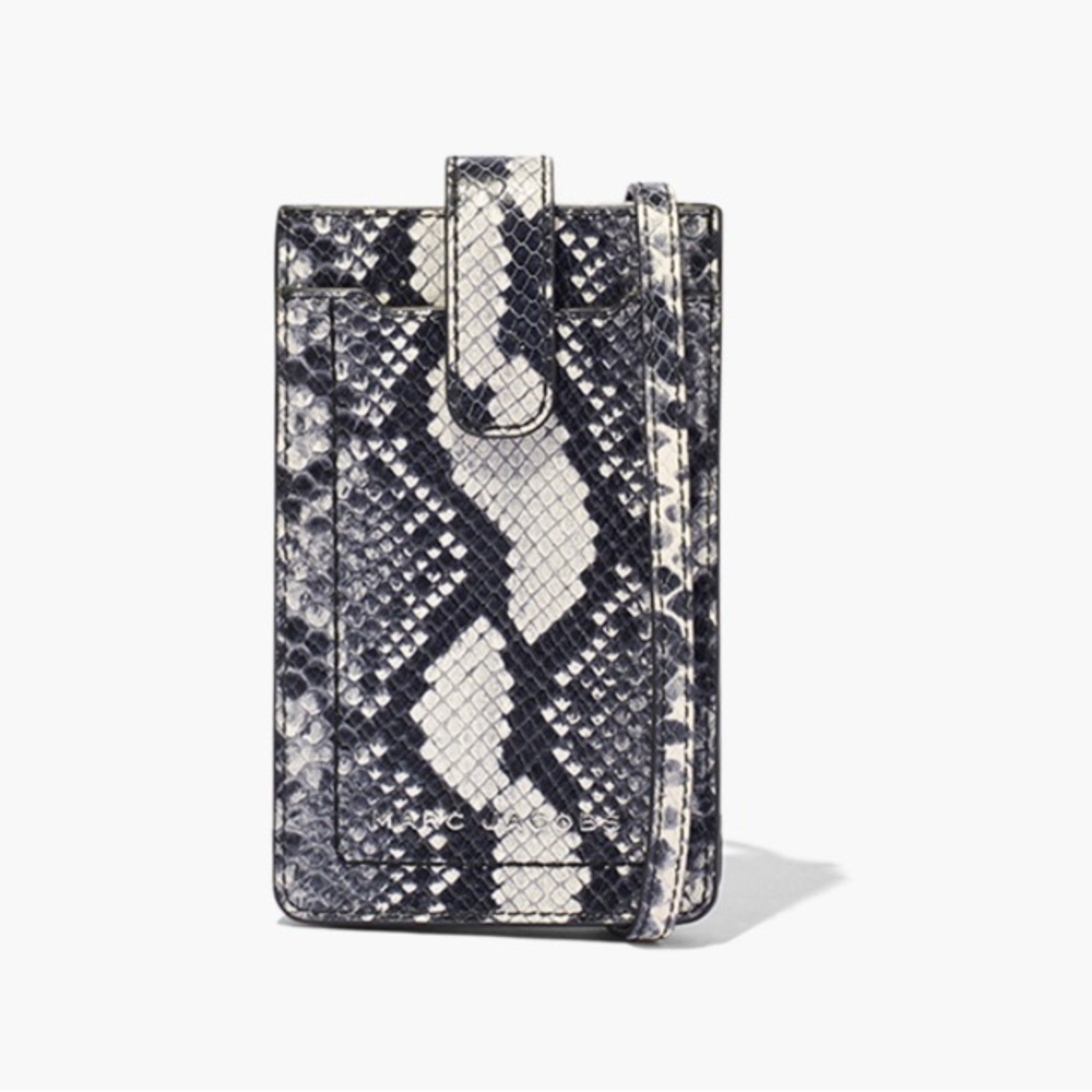 NWT Marc Jacobs Snakeskin Print Embossed Leather Minaudière Phone Crossb…